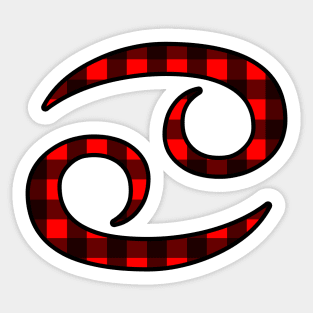 Cancer Zodiac Horoscope Symbol in Black and Red Buffalo Plaid Sticker